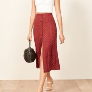 REFORMATION Hermosa Button Up Midi Skirt